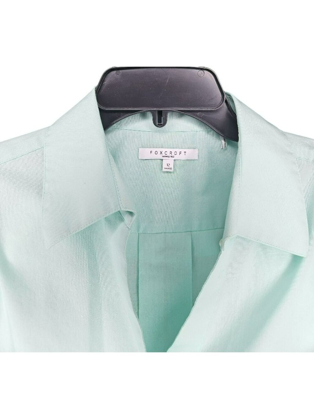 Foxcroft Womens Wrinkle-Free Mint Green Button-Down Shirt Size 12